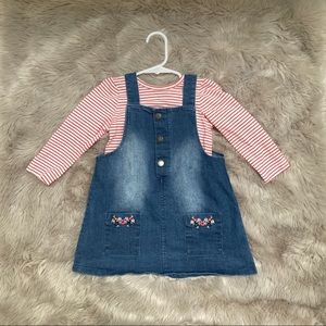 Long Sleeve and Denim Jumper Set